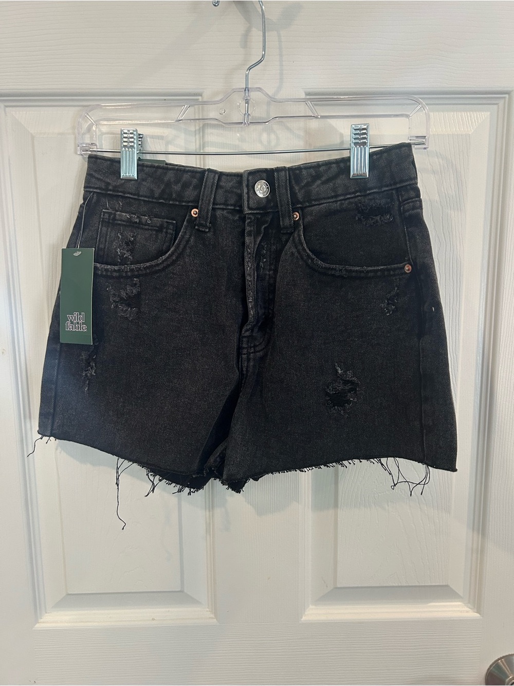 Wild Fable Black Distressed High-Rise Denim Shorts size 00